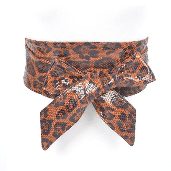 BNWT Brand New Convertible Leopard Printed Fashion Belt Obi Belt Tie Belt - Picture 1 of 4